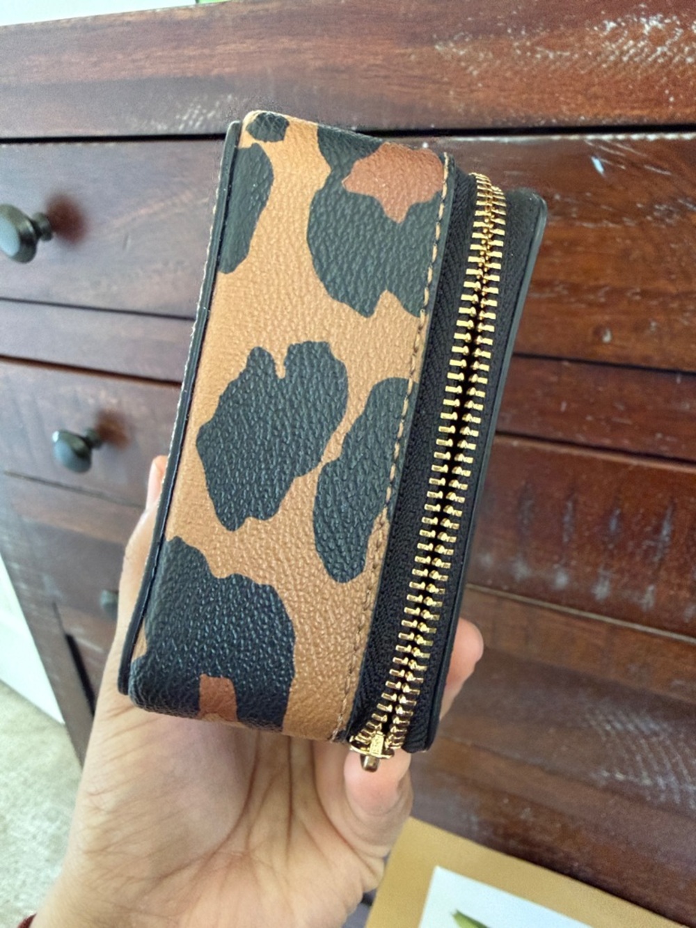 Coach Leopard Print Zip jewelry organizer - Brown & Black - Picture 5 of 15